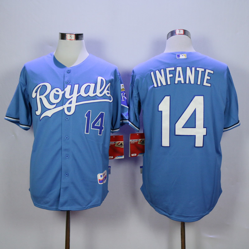 Men Kansas City Royals #14 Infante Light Blue MLB Jerseys